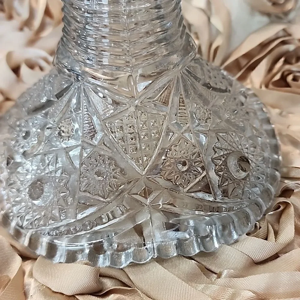 Vintage Crystal Cut Glass Versatile Vase~Candle Holder with Pedestal